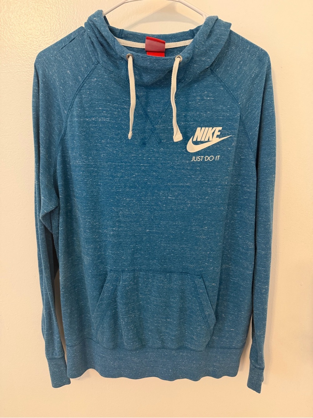 Nike Women’s Teal Blue Cowl Neck Sweatshirt with White Logo